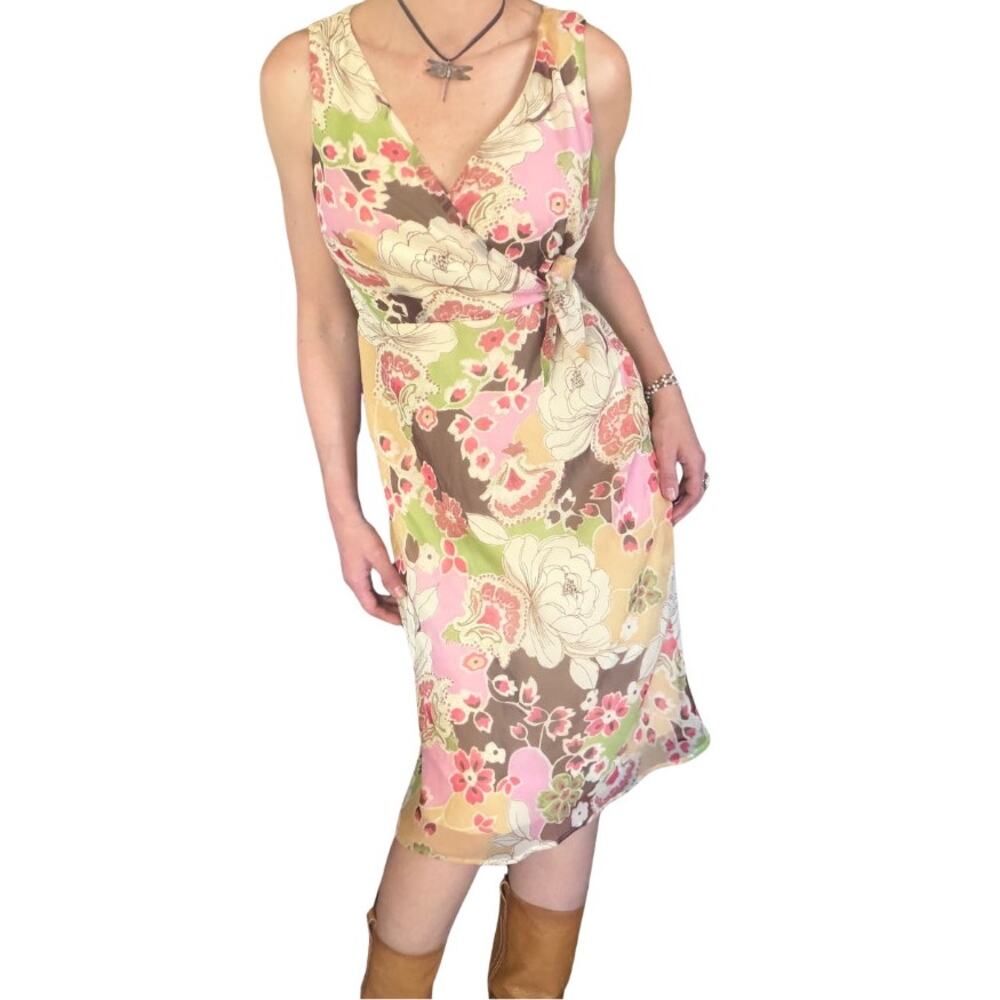 Y2K Floral Wrap Dress Size 10